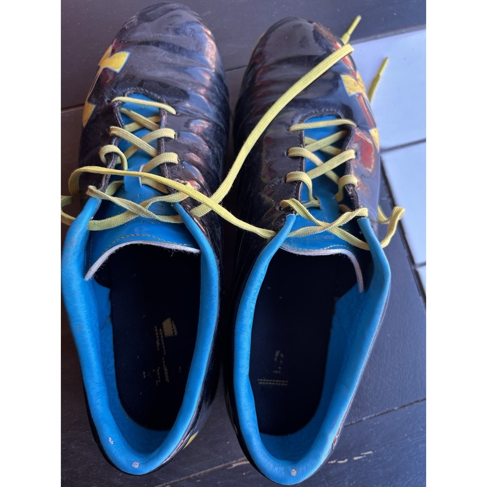 Under Armour Soccer Cleats Mens 12 1227310-002 Black Blue Yellow FG Football - Picture 5 of 7